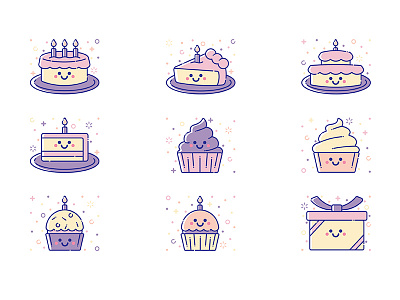 Birthday Icons flat design illustration illustrator san diego vector