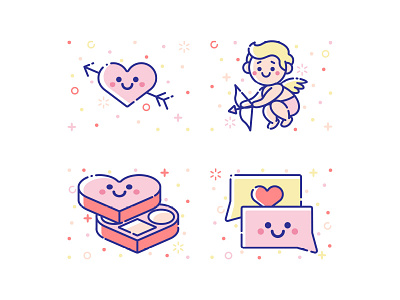 Valentine Icons flat design heart icons illustraion illustrator love san diego valentines day vector
