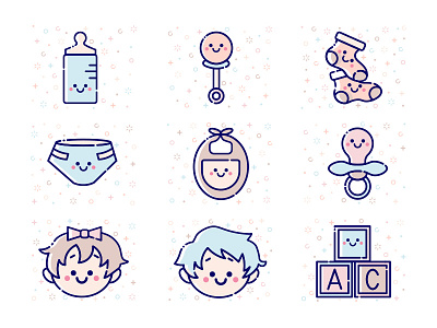 Baby Icons flat design illustration illustrator san diego vector