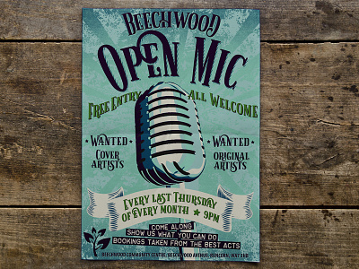 Event Flyer Open Mic entertainment event flyer grunge music open mic vintage