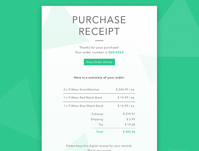 Email Receipt design email template ui web