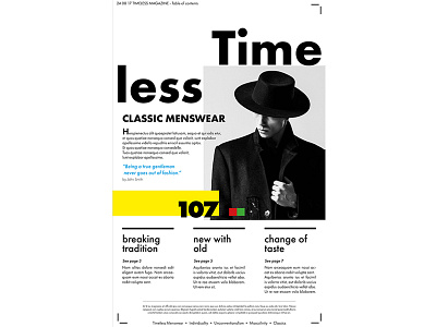 Timeless Fashion Magazine: Front Cover article fashion informational hierarchy magazine page page layout timeless type positioning typography