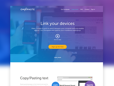 Omnipaste app launch homepage ui web