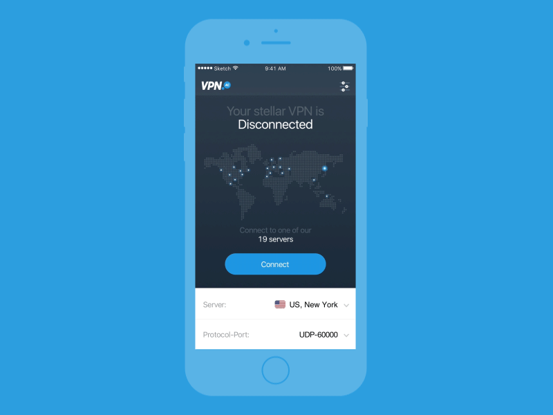 Connecting Animation for VPN App animation app flinto gif ios ui user experience user interface ux vpn