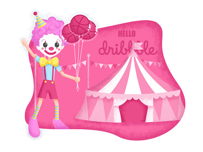 Hello,dribbble~~I’m coming~ balloon circustroupe clown dribbble hello illustrator photoshop