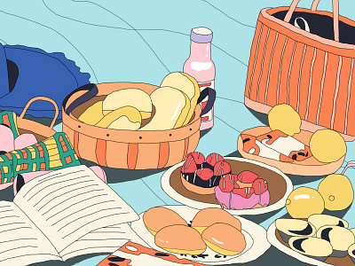 Illustration exercise -colorful food colorful food and drink illustration pinic