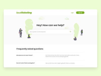 FAQ ask clean contact design faq green help help center illustration question search typography ui ux web