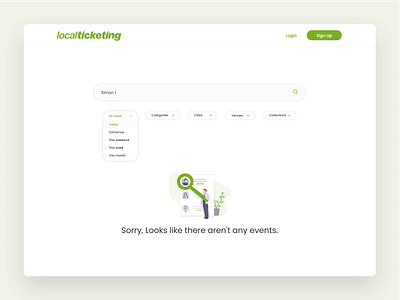 Advanced Search & Filters advanced search categories clean design event app events filter filtering filters illustration minimal search search bar search engine search results searching ui ux