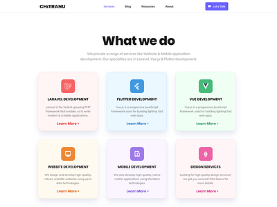 Services Page - Chitranu design flutter laravel minimal mobile design services services page typography ui ux vue web web page webdesign what we do