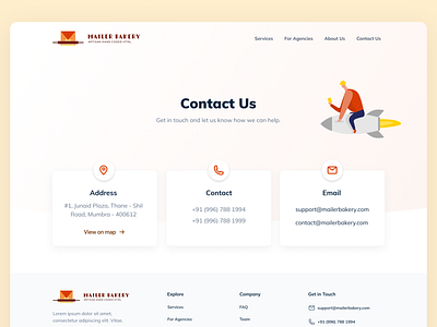 Contact Us address agency clean contact contact us design email footer homepage illustration landingpage mail minimal navigation ui ux web