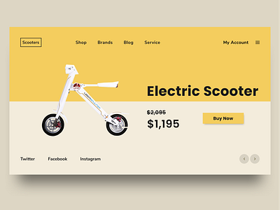 Electric scooter shop concept design branding cover design design flat landing page lettering minimal typography ui ux vector web website