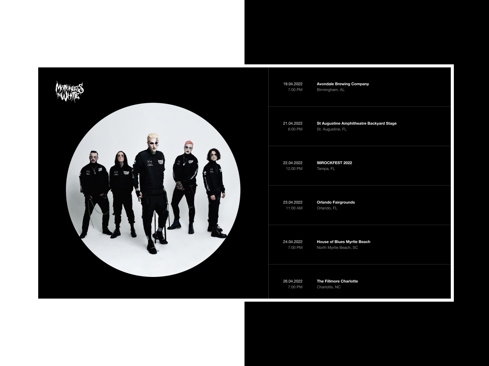 Motionless in White Tour 2022 / Concept by kasper on Dribbble