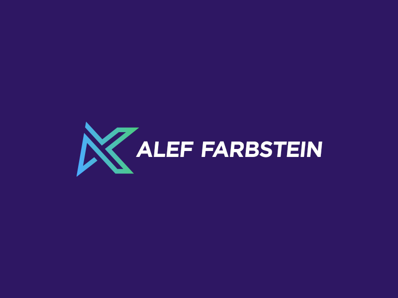 Alef Farbstein - logo design type lettering blue purple green brand abstract simple message flat bold design art for business minimalist identity creative branding clean monogram logo symbol minimal logotype investment company hebrew mark