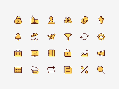 Financial App Icon Set - Investing.com clean brand iconography creative style finance finance and investing flat design interactive prototype ios and android line art minimal icon set mobile app icons ui ux gui user interface