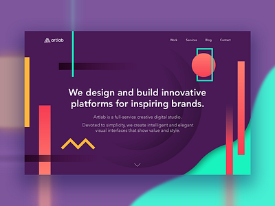 Artlab Studio - Landing Page abstract geometric shapes colorful saturated color palette creative graphic design development studio digital boutique agency homepage landing page minisite ui ux identity web website site