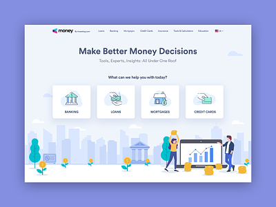 Investing Money Homepage business finance financial portal icons illustration art money investing ui ux concept web design webdesign website site design