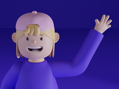 3D Character Illustration 3d 3dcharacter blender blender3d cap girl hand hat human illustation