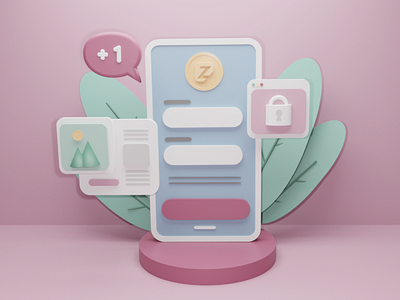 Lost in Social Media - 3D Illustration 3d artist 3d artwork 3d icon app design blender brand like phone ui design zuzze zuzzetech