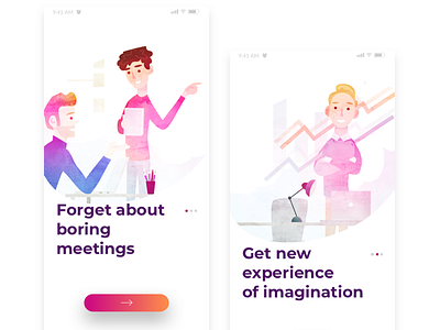 Meety app onboarding illustrations characters illustration interface ios iphone onboarding ui