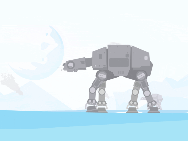 Hoth Battle [gif] 2d animation 2d illustration animated gif at at rigging character animation character rigging loop animation star wars