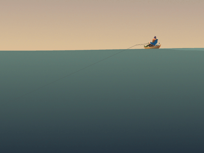Man in the Boat [gif] 2d animation 2d illustration after effects anidays animated gif character animation character concept character design gif illustrator untime