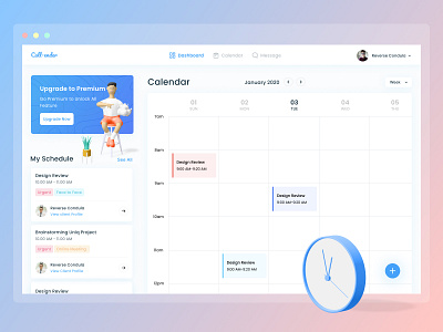 UI Exploration | Calendar Web Application apple calendar clean design figma fresh icon design iconhub icons layout layout exploration schedule task ui web