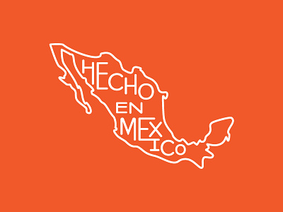 Hecho En Mexico country illustration lines mexico monoline print red
