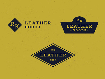RK Leather Goods badge brand gold leather logo