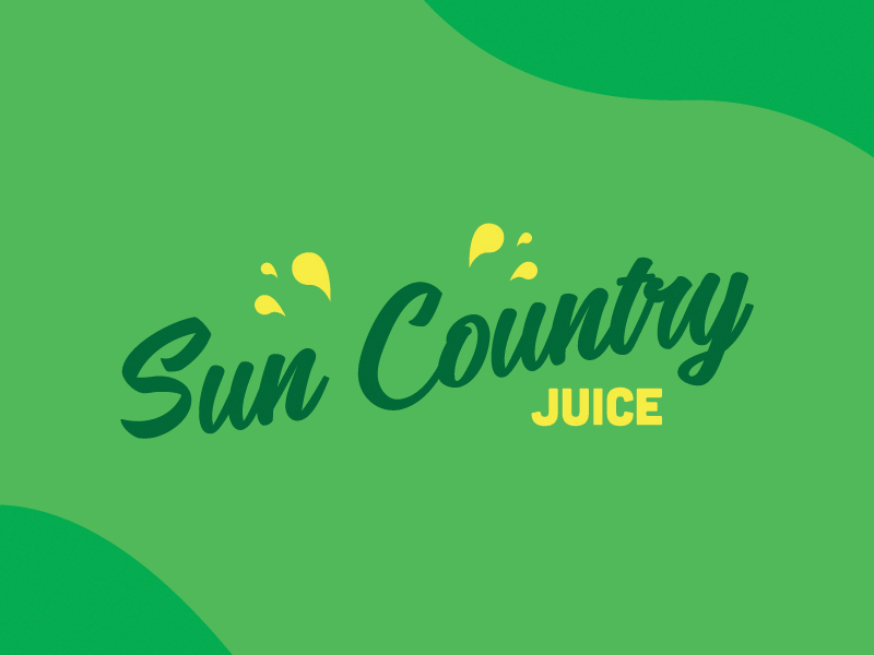 Sun Country Juice ben johnson branding green icon idenity logo script typography yellow