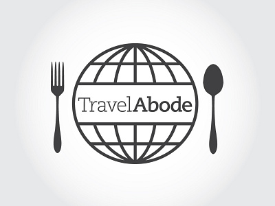 TravelAbode food fork globe icon logo spoon travel