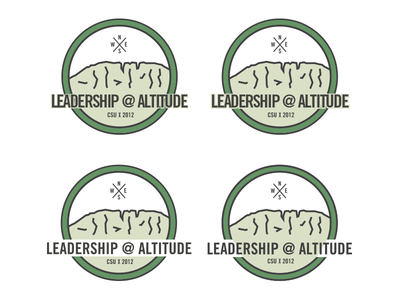 Leadership Options altitude badge circle design four green help leadership lines moutains options round