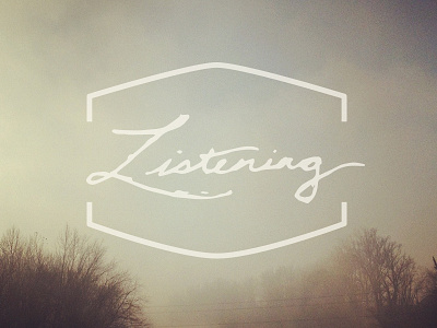 Listening badge fog instagram lines listen listening mist nature sky tress type typography woods