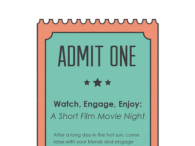 Admit One dribbble film green illustration movies one orange ticket