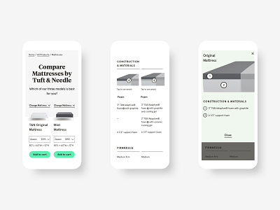 Mobile: Mattress Compare Page