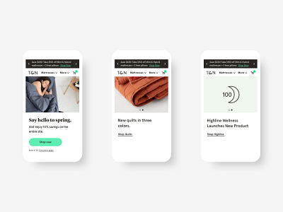 Ecommerce Homepage Hero with 3-up Messaging for Mobile