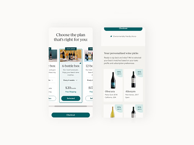 Subscription wine company: Pick your plan – mobile e commerce mobile product subscription service ux visual design