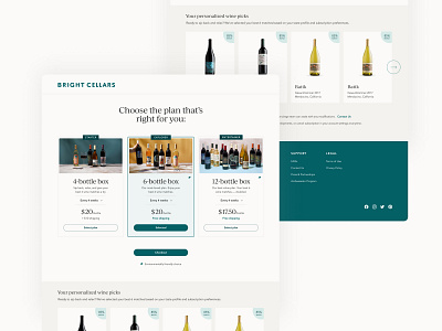 Subscription wine company: Pick your plan – desktop e commerce product subscription service ui ux visual design