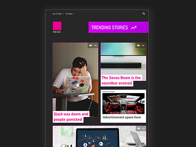 DailyUI - 069 - Trending dailyui dark theme digital magazine news trending