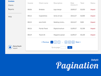 DailyUI - 085 - Pagination 085 dailyui invoice pagination