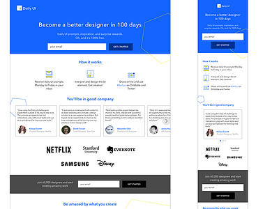 DailyUI - 100 - Redesign Daily UI Landing Page 100 dailyui landing page redesign responsive web