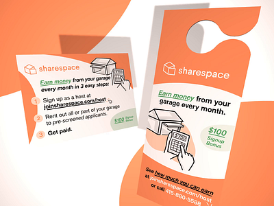 Sharespace Direct Mail 3d branding collateral door hanger motion graphics postcard print sharespace startup