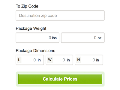 Price Your Postage forms ui design