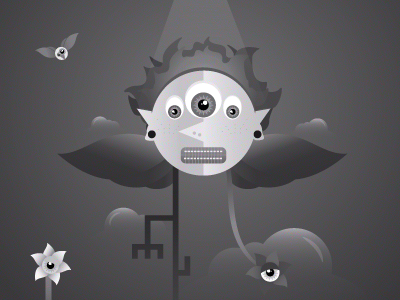Monster Boy clouds eyeball fly flying illustration monster