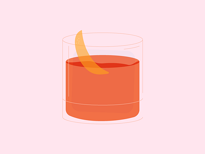 Negroni Night cocktail drink glass illustration ladies negroni orange pink
