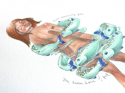Pisces art delicate fish girl horoscope illustraion pisces