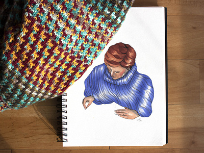 Tricot art copicmarkers illustration knitting tricot