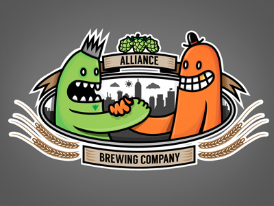 Alliance Brewery Logo alliance barley beer brewery character design character logo cool beer stuff cute funny hops illustration king logo micro brewery wotto