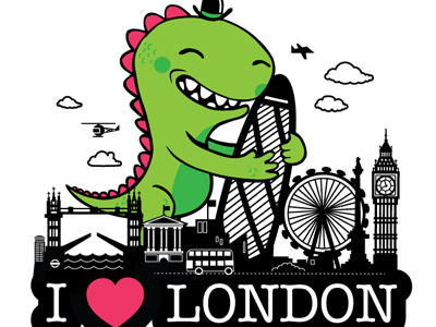 London Tourist Tee city attack cityscape cute cute monster godzilla great britain london monster uk