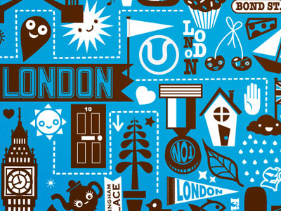 London Retro T-shirt Design blue bright cool cute design fun london retro t shirt tee tourist wotto