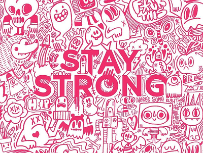 Stay Strong Illustration character art character design doodle doodle art doodles drawing drawn hand drawn pink sketches stay home stay strong